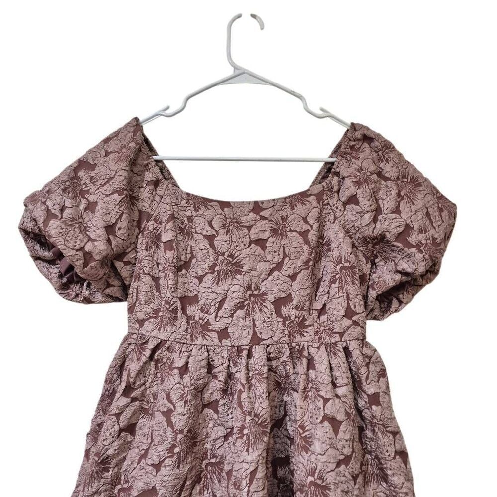 Bohme Women's Mauve Purple Poppies Jacquard Lined Bubble Mini Dress EUC - Picture 9 of 11